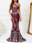 Femmes Plain Rouge Vineux Asymétrique Confortable Robe Maxi Sexy
