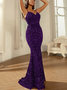 Femmes Plain Or Col V Confortable Robe Maxi Sexy