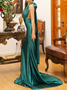 Femmes Plain Rouge Col V Confortable Robe Maxi Sexy