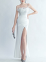 Femmes Plain Blanc à Bretelles Confortable Robe Maxi Sexy