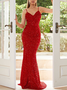 Femmes Plain Or Col V Confortable Robe Maxi Sexy