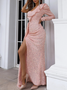 Femmes Plain Rose Confortable Robe Maxi Sexy