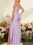 Femmes Plain Violet l'Encolure Bateau Confortable Robe Maxi Sexy