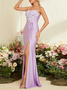 Femmes Plain Violet l'Encolure Bateau Confortable Robe Maxi Sexy
