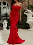Femmes Plain Brun Col Rond Confortable Robe Maxi Sexy