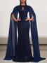 Femmes Plain Bleu Violacé Col Rond Confortable Robe Maxi Sexy