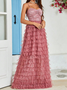 Femmes Plain Rose poussiéreux Col V Confortable Robe Maxi Sexy