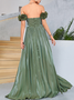 Femmes Plain Vert l'Encolure Bateau Confortable Robe Maxi Sexy