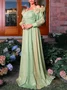 Femmes Plain Vert l'Encolure Bateau Confortable Robe Maxi Sexy
