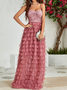 Femmes Plain Rose poussiéreux Col V Confortable Robe Maxi Sexy