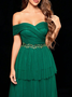 Femmes Plain Vert Foncé l'Encolure Bateau Confortable Robe Maxi Sexy