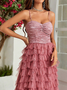 Femmes Plain Rose poussiéreux Col V Confortable Robe Maxi Sexy