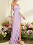 Femmes Plain Violet l'Encolure Bateau Confortable Robe Maxi Sexy