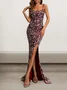 Femmes Plain Rouge à Bretelles Confortable Robe Maxi Sexy