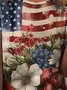 T-shirts Femmes Décontracté Drapeau des États-Unis Été Polyester Micro-élasticité Quotidien Ample Col Rond Régulier