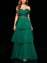 Femmes Plain Vert Foncé l'Encolure Bateau Confortable Robe Maxi Sexy