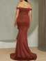 Femmes Plain Brun Col Rond Confortable Robe Maxi Sexy