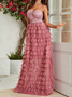 Femmes Plain Rose poussiéreux Col V Confortable Robe Maxi Sexy