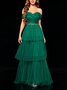 Femmes Plain Vert Foncé l'Encolure Bateau Confortable Robe Maxi Sexy