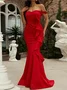 Femmes Plain Brun Col Rond Confortable Robe Maxi Sexy