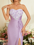 Femmes Plain Violet l'Encolure Bateau Confortable Robe Maxi Sexy