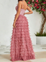 Femmes Plain Rose poussiéreux Col V Confortable Robe Maxi Sexy