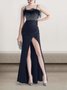 Femmes Plain Blanc à Bretelles Confortable Robe Maxi Sexy