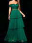 Femmes Plain Vert Foncé l'Encolure Bateau Confortable Robe Maxi Sexy