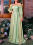 Femmes Plain Vert l'Encolure Bateau Confortable Robe Maxi Sexy