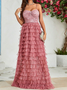 Femmes Plain Rose poussiéreux Col V Confortable Robe Maxi Sexy