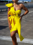 Femmes Plain Jaune Confortable Robe Maxi Sexy