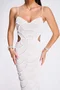 Femmes Plain Blanc Col V Confortable Robe Maxi Sexy