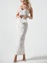 Femmes Plain Blanc Col V Confortable Robe Maxi Sexy