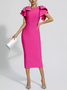 Femmes Plain Rose Foncé Col Rond Confortable Robe Maxi Sexy
