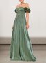 Femmes Plain Vert l'Encolure Bateau Confortable Robe Maxi Sexy