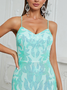 Femmes Plain Vert Col V Confortable Robe Maxi Sexy