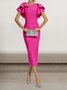 Femmes Plain Rose Foncé Col Rond Confortable Robe Maxi Sexy