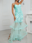 Femmes Plain Vert Col V Confortable Robe Maxi Sexy