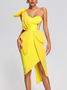 Femmes Plain Jaune Confortable Robe Maxi Sexy