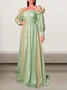Femmes Plain Vert l'Encolure Bateau Confortable Robe Maxi Sexy