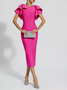 Femmes Plain Rose Foncé Col Rond Confortable Robe Maxi Sexy