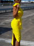 Femmes Plain Jaune Confortable Robe Maxi Sexy