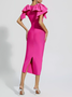 Femmes Plain Rose Foncé Col Rond Confortable Robe Maxi Sexy