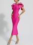 Femmes Plain Rose Foncé Col Rond Confortable Robe Maxi Sexy