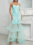 Femmes Plain Vert Col V Confortable Robe Maxi Sexy