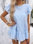 Chemisiers1 Femmes Décontracté Été Plaid Polyester Aucune élasticité Mancheron Col Rond Droit Régulier