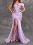 Femmes Plain Violet Clair Sans Bretelles Confortable Robe Maxi Sexy