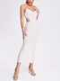 Femmes Plain Blanc Col V Confortable Robe Maxi Sexy