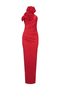 Femmes Plain Rouge Col Roulé Confortable Robe Maxi Sexy