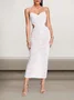 Femmes Plain Blanc Col V Confortable Robe Maxi Sexy